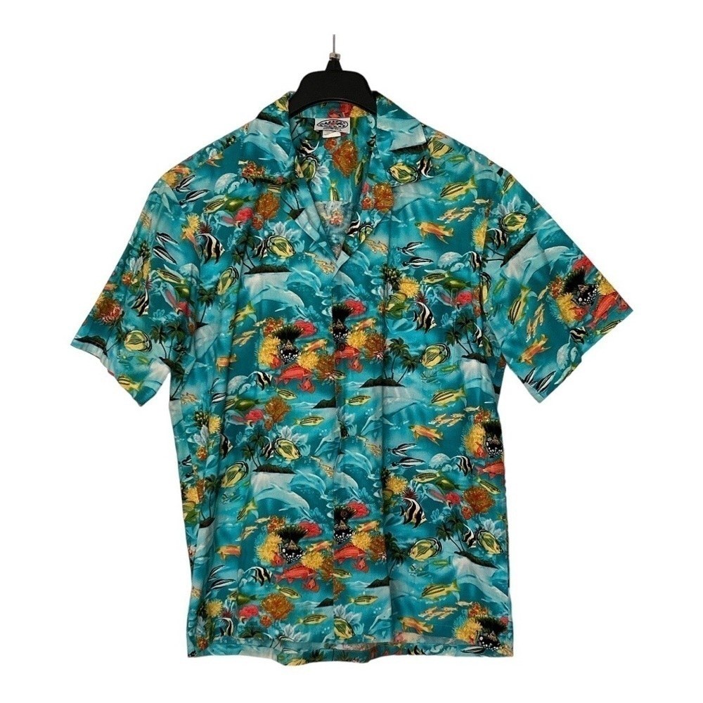 Pacific Legend Men’s Shirt Size L Made In Hawaii Fish  button front shirt size L